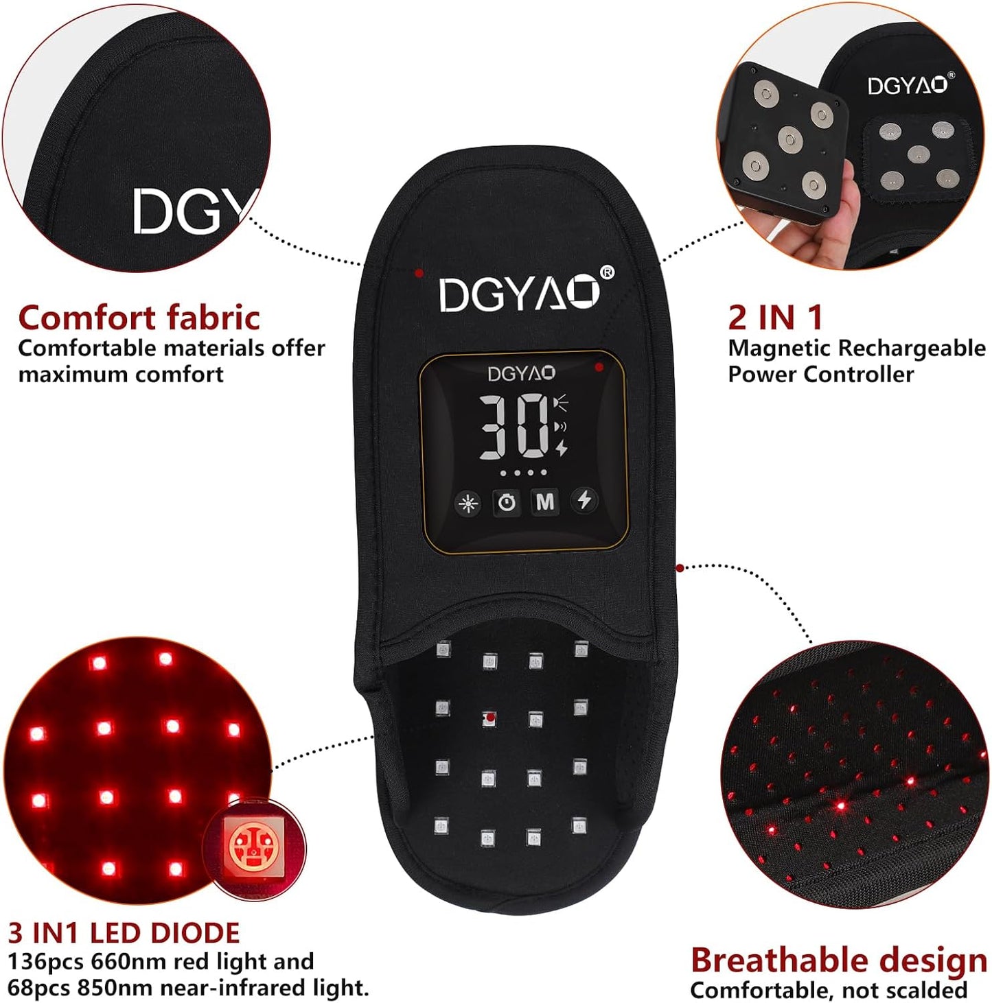 DGQY Cordless Red Infrared Light Therapy for Foot Comfort Rechargeable Slipper LED